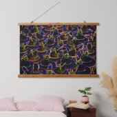 Neon Cool Rubber Ducks met Abstracte schaduwen Hangend Wandkleed (Slaapkamer)