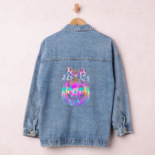 Neon Coquette Halloween Pumpkin Denim Jacket (Hangar)