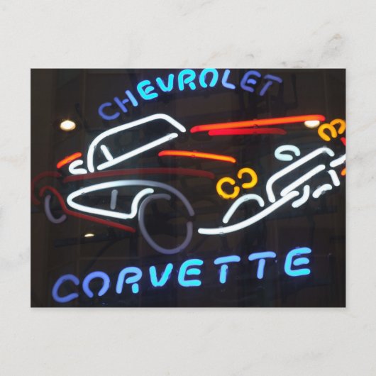 Neon Corvette Briefkaart (Voorkant)