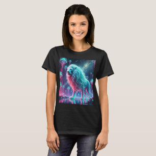 Neon Cosmic Lion T-shirt ontwerp.
