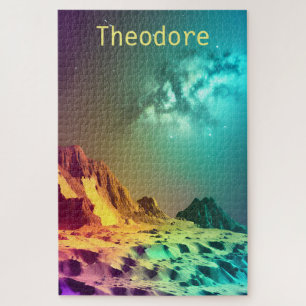 Neon Cosmic Mountain Range Legpuzzel