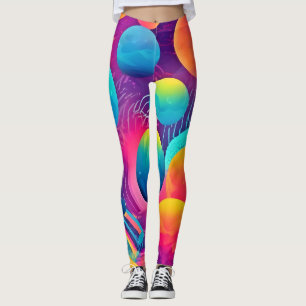 Neon Cosmos Abstract Design Leggings