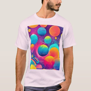 Neon Cosmos Abstract Design T-shirt