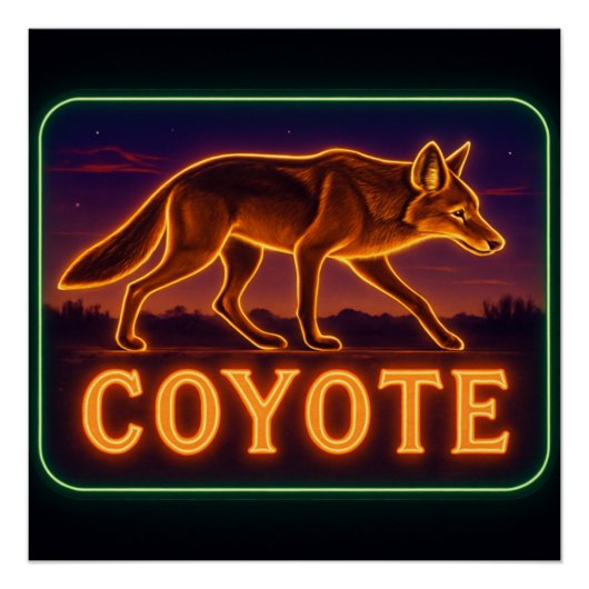 Neon Coyote-Poster Perfect Poster (Voorkant)