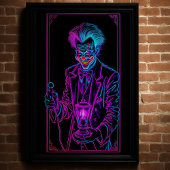 Neon Creepy Clown Roze en Turquoise 5:4 Poster
