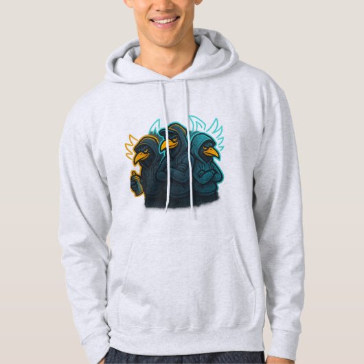 Neon Crow Graffiti Crew Art Hoodie (Voorkant)