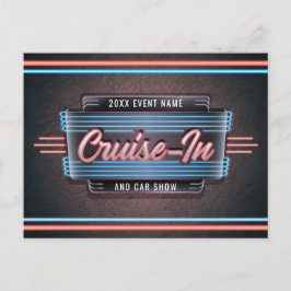 Neon Cruise-in-Briefkaart uitnodiging