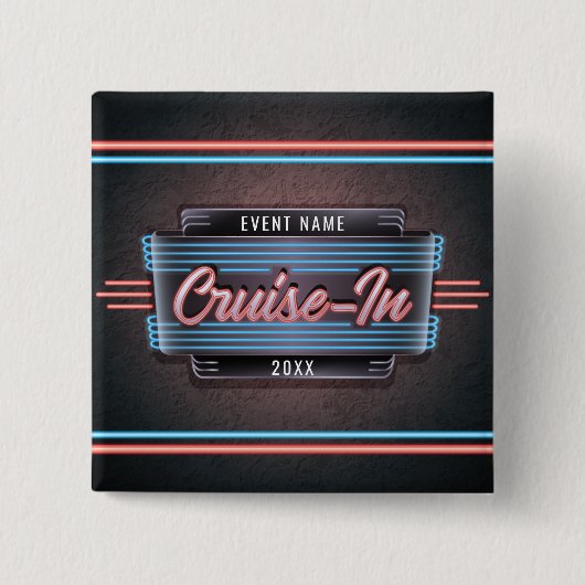 Neon Cruise-in-Button Vierkante Button 5,1 Cm (Voorkant)