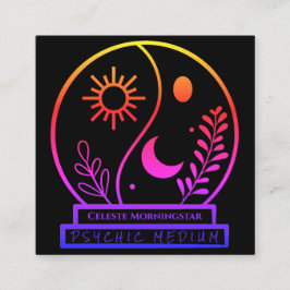 Neon Crystal Ball Psychic Medium Black Vierkante Visitekaartje