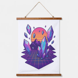 Neon Crystalscape – Vapor Gem Vibes uit de jaren 8 Hangend Wandkleed