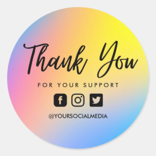 Neon Custom Hartelijk dank voor sociale media Ronde Sticker