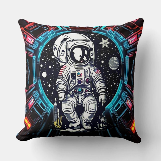Neon Cyber Astronaut Pillow Kussen (Voorkant)