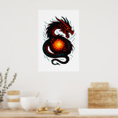 Neon Cyber Dragon Coil – Futuristic Fantasy Poster (Keuken)
