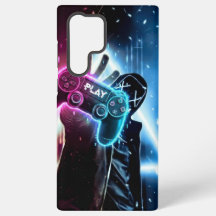 Neon Cyber Gamer Hooded Silhouette Hoes voor Telef
