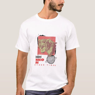 Neon Cyber Tijger – Futuristische Glow T-Shirt
