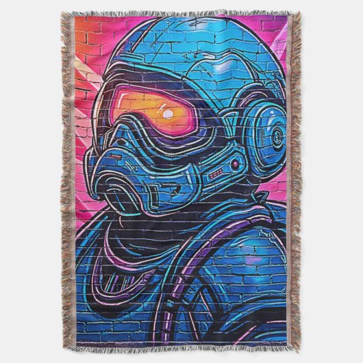 Neon Cyberpunk Astronaut Deken (Voorkant Verticaal)