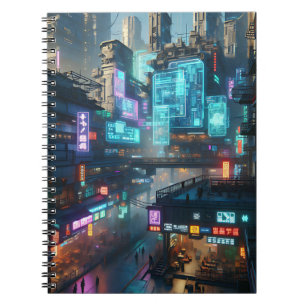 Neon Cyberpunk City - futuristisch stedenbouwkundi Notitieboek