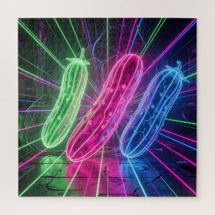 Neon Cyberpunk Glanzende Komkommers Legpuzzel