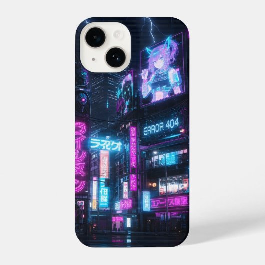 Neon Cyberpunk Glitch Anime iPhone Case Hoesje (Achterkant)