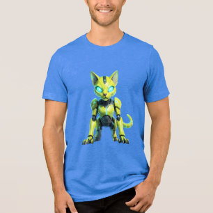 Neon Cyberpunk Robot Kat T-Shirt