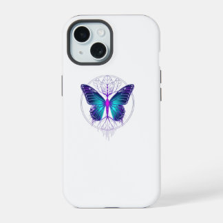 Neon Cyberpunk Vlinder Sticker – Esthetische Toeko iPhone 15 Hoesje