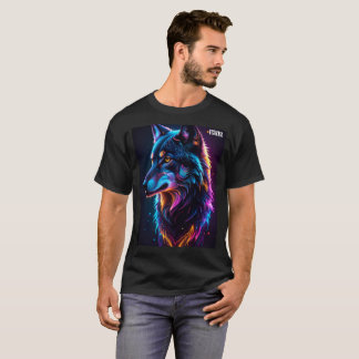 Neon Cyberpunk Wolf Grafische T-shirt - Lichtgeven