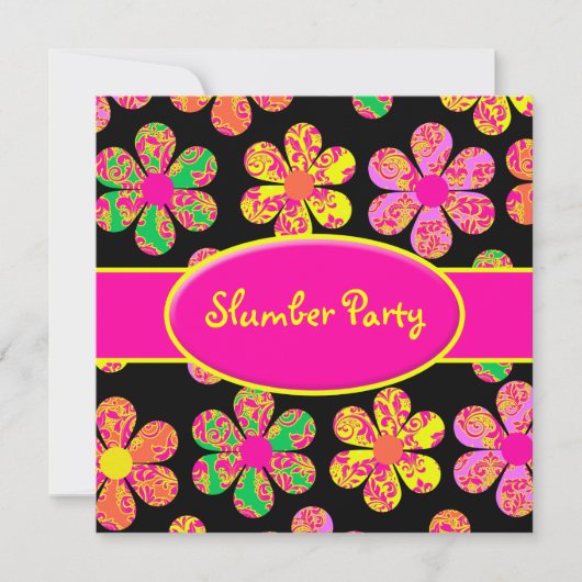 Neon Damask Flowers Kaart (Voorkant)