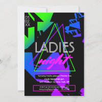 Neon Dames Night Geometric Club Flyer Promotion