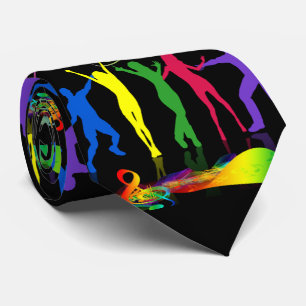 Neon Dance Party Music People on Black Stropdas