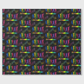 Neon Dance Party Muziek Mensen Op Zwart Cadeaupapier (Vlak)