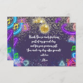 Neon dans party kinderen verjaardag bedankkaart (Voorkant / Achterkant)