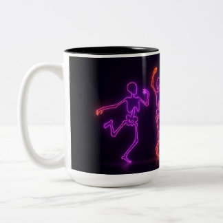 Neon Dansend Skelet Halloween Koffiemok Tweekleurige Koffiemok
