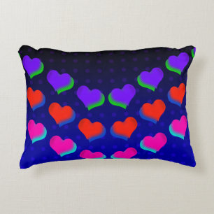 Neon Dark Hearts Retro Cartoon Fun Pattern Accent Kussen