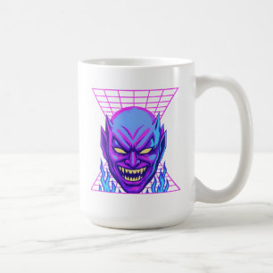 Neon Devil Synthwave Demon Head Retro Horror Koffiemok