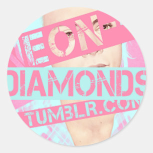 neon—diamant ronde sticker