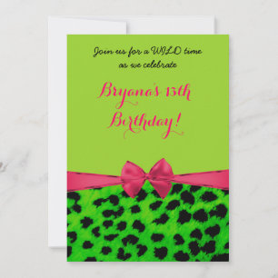 Neon Dierprint Luipaard Party Uitnodiging