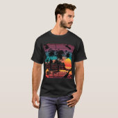 Neon Dinosaur and Skater at Sunset T-shirt (Voorkant volledig)