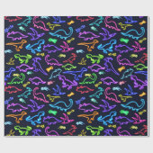Neon Dinosaurs Cadeaupapier (Vlak)