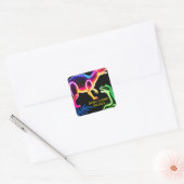 Neon dinosaurus vierkante Stickers (Envelop)