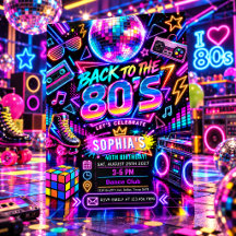 Neon Disco Retro 80s Verjaardagsfeest