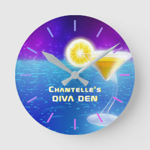 NEON DIVA DEN - Tropische cocktails gepersonalisee Ronde Klok