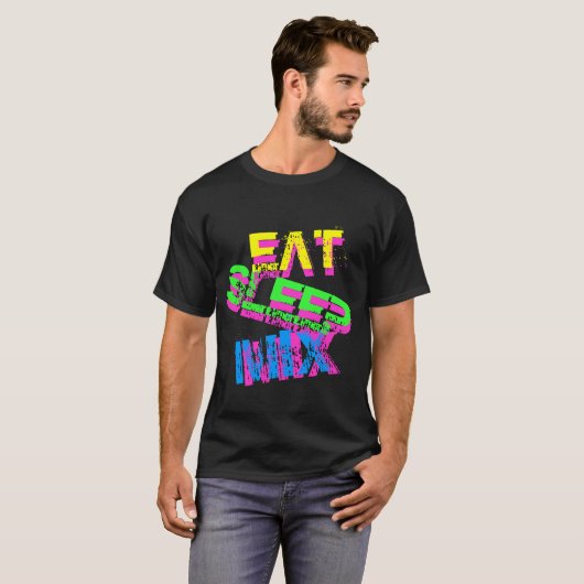 Neon DJ t shirt | Eet een slaapmix (Voorkant volledig)