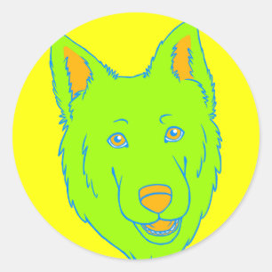 Neon Dog Ronde Sticker