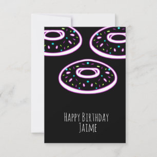 Neon Donuts Sprinkels Verjaardagsfeestje Zwart Kaart