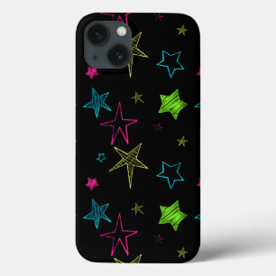 Neon Doodle Stars iPad-luchttas iPhone 13 Hoesje
