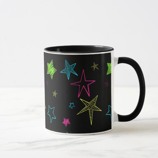 Neon Doodle Stars Mug (Droite)