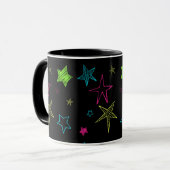 Neon Doodle Stars Mug (Devant gauche)