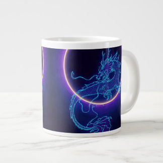 Neon Draak Koffiemok – Glowende Blauwe Draak Extra Grote Beker