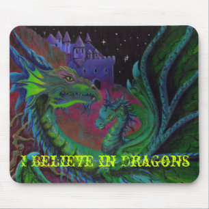 NEON DRAGON 1 Ik geloof in Dragons Muismat