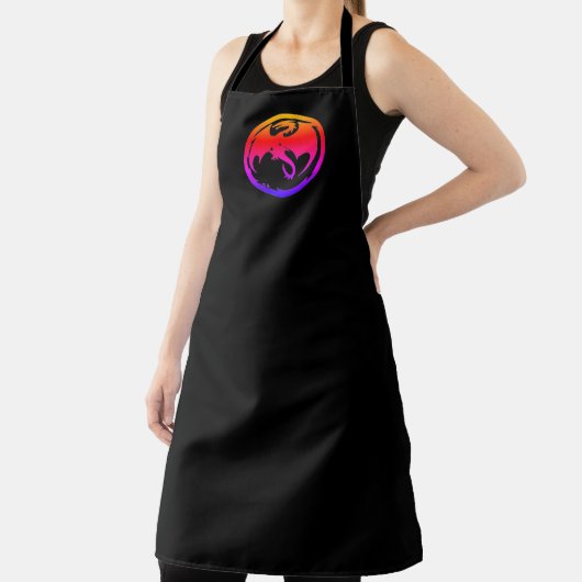 Neon Dragon femme noire chef tablier (Insitu)